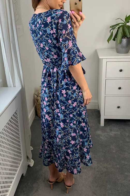 Emma Short Sleeve Floral Wrap Maxi Dress Thumbnail Emma Short Sleeve Floral Wrap Maxi Dress Thumbnail
