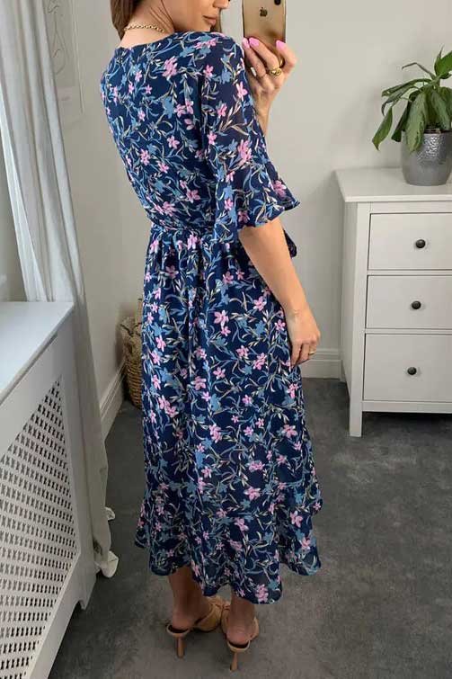 Emma Short Sleeve Floral Wrap Maxi Dress Thumbnail