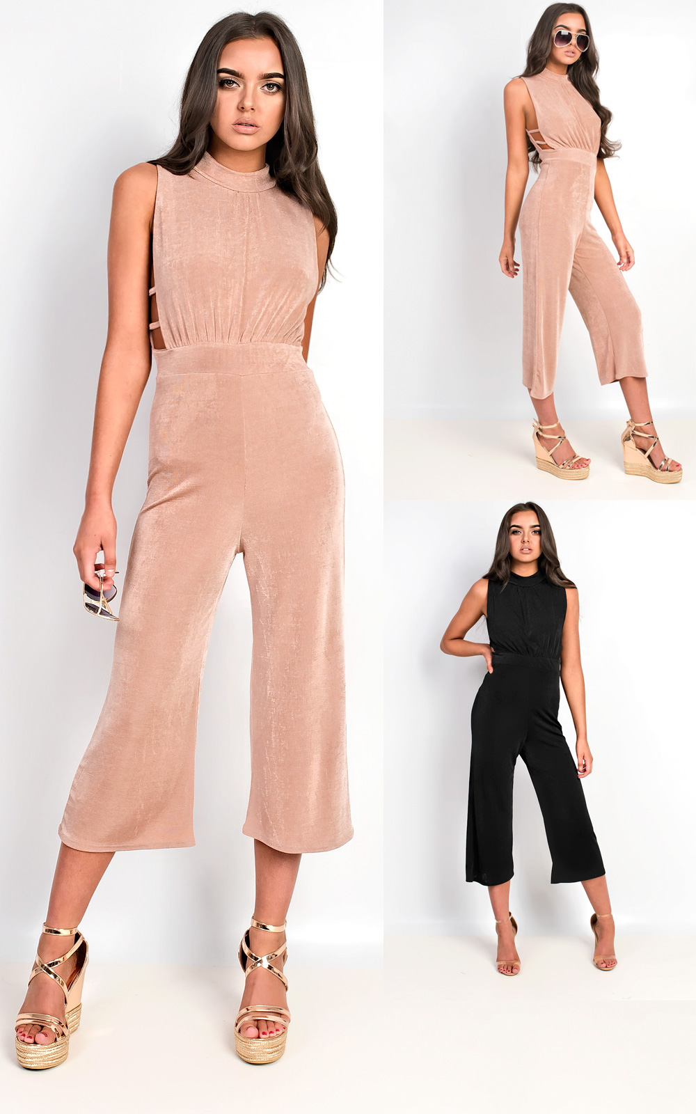 Verity Slinky Culotte High Neck Jumpsuit Thumbnail Verity Slinky Culotte High Neck Jumpsuit Thumbnail