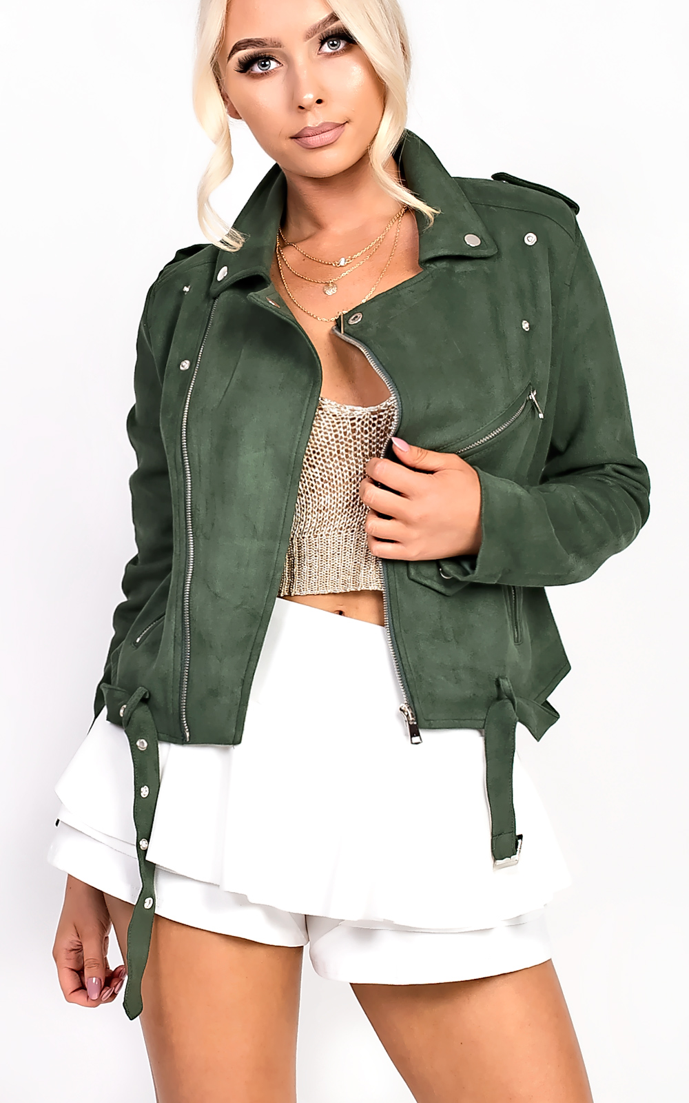 Mia Biker Faux Suede Jacket Thumbnail