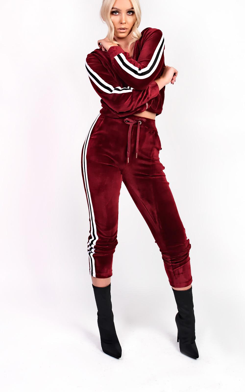 Kourt Stripe Velour Tracksuit Thumbnail