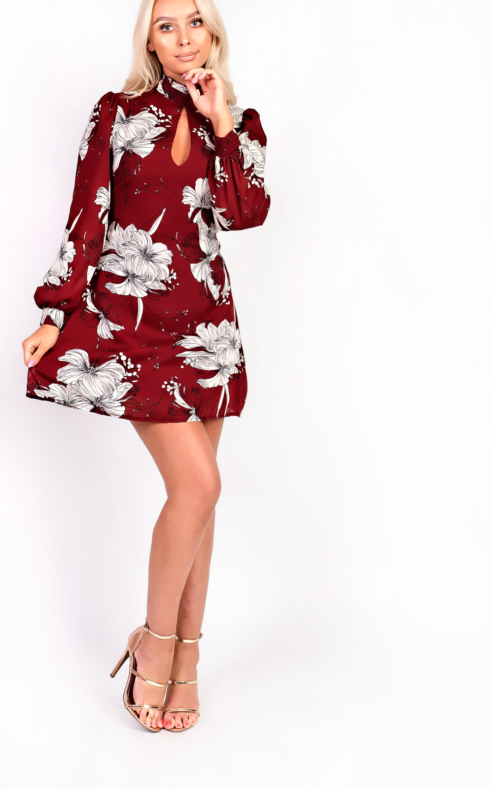 Amy High Neck Floral Dress