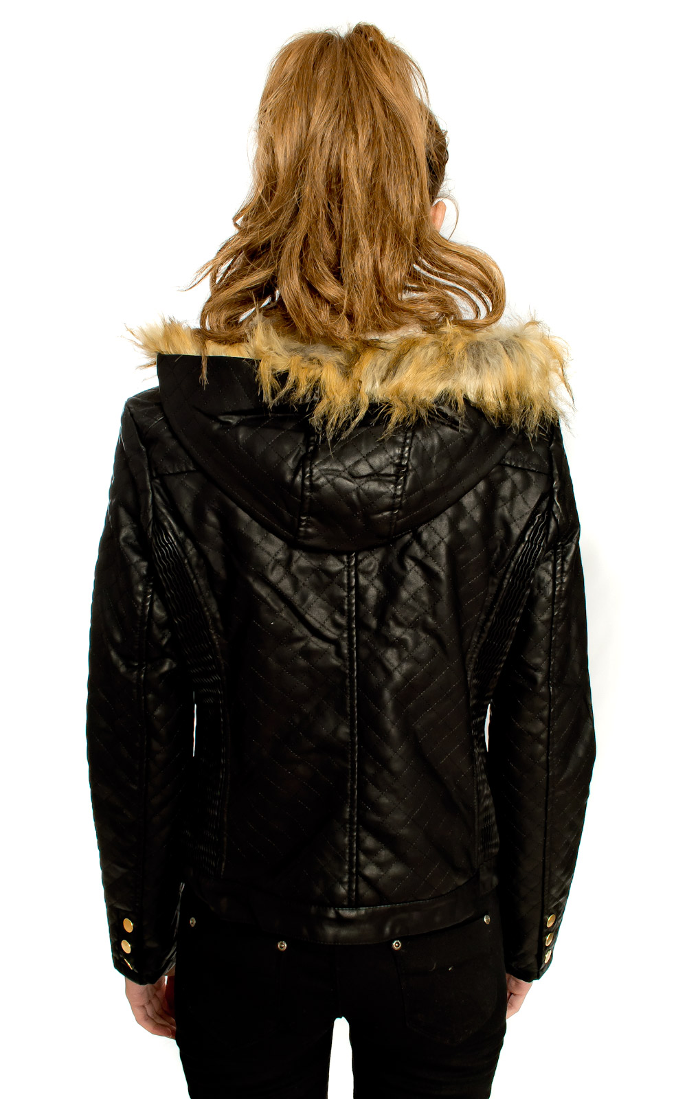 Nova Quilted Style Biker Jacket in Black ikrush