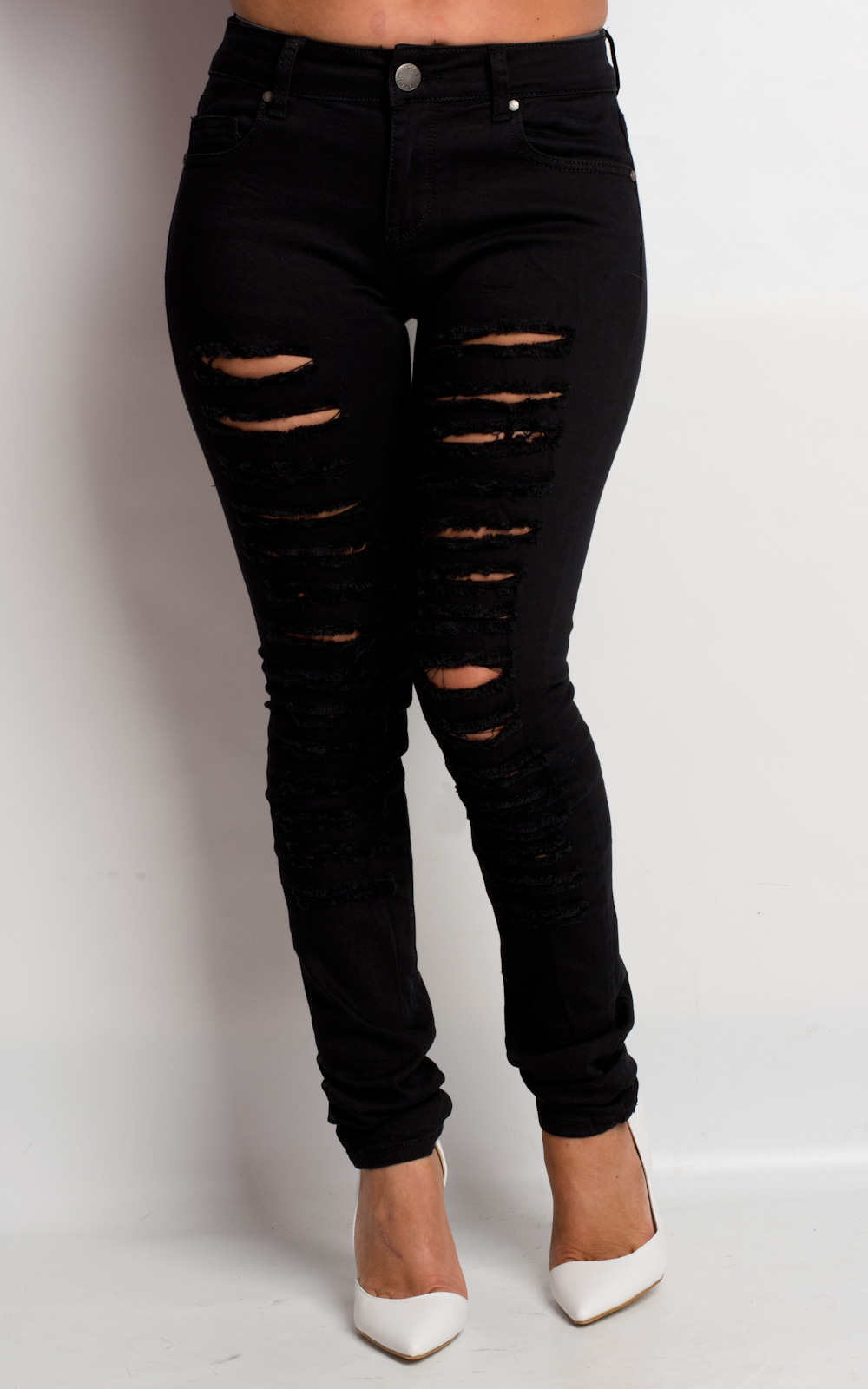 Cassie Ripped Black Skinny Jeans Thumbnail