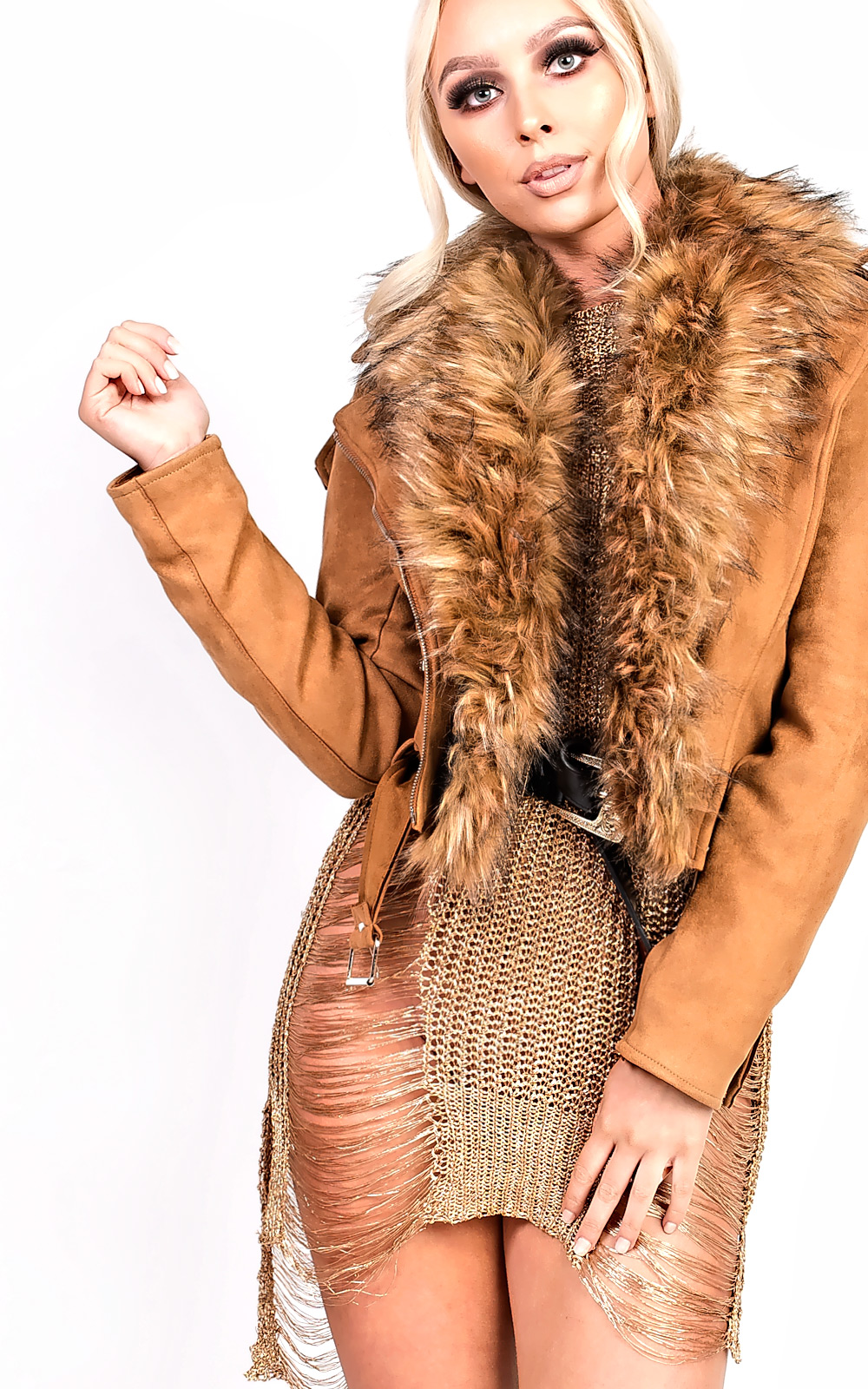 Brogan Faux Fur Suede Biker Jacket Thumbnail Brogan Faux Fur Suede Biker Jacket Thumbnail