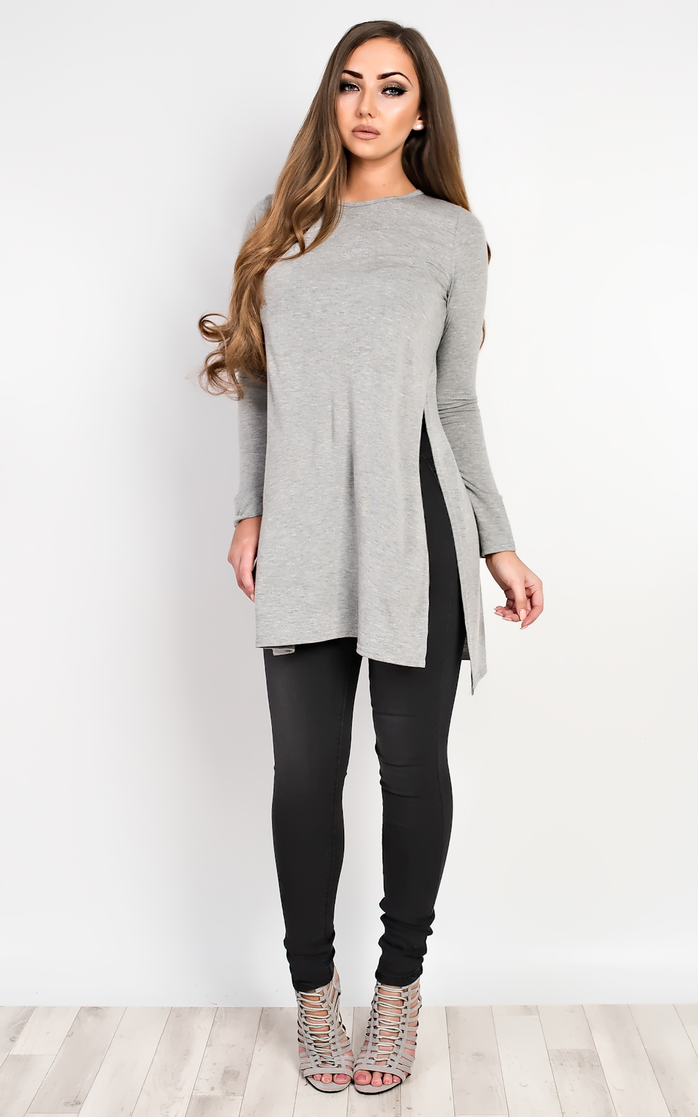 Laila Basic Side Split Casual Top Laila Basic Side Split Casual Top