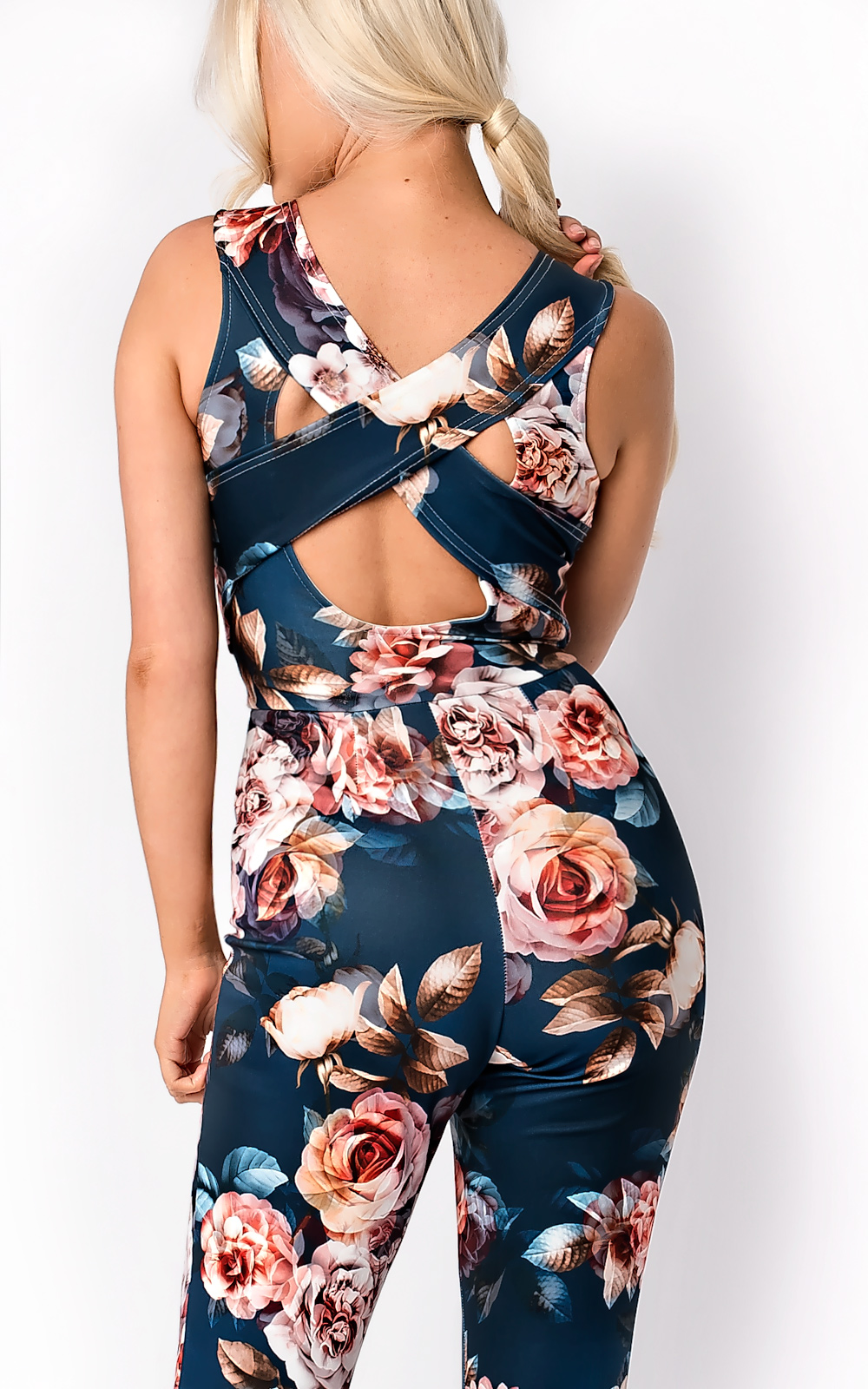 Dawci Floral Cross Over Slim Jumpsuit Thumbnail Dawci Floral Cross Over Slim Jumpsuit Thumbnail