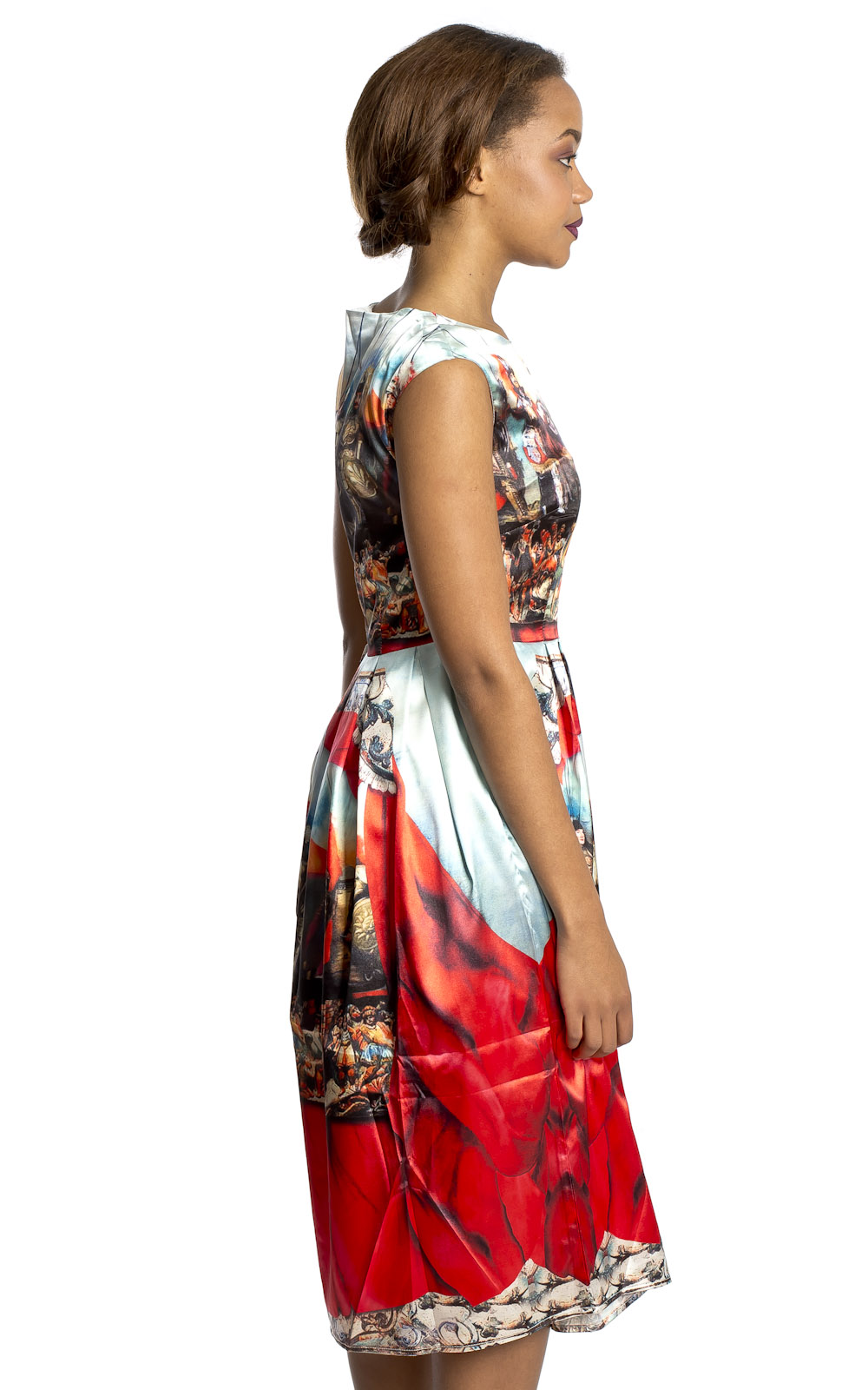 Helena Battle Print Midi Dress Thumbnail Helena Battle Print Midi Dress Thumbnail