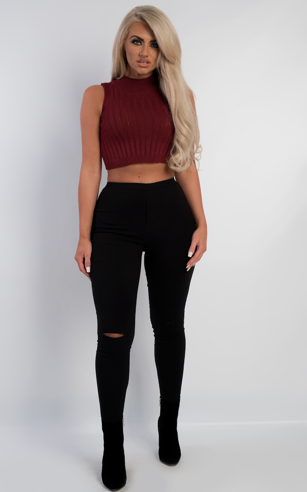 Hali Ribbed Polo Crop Top