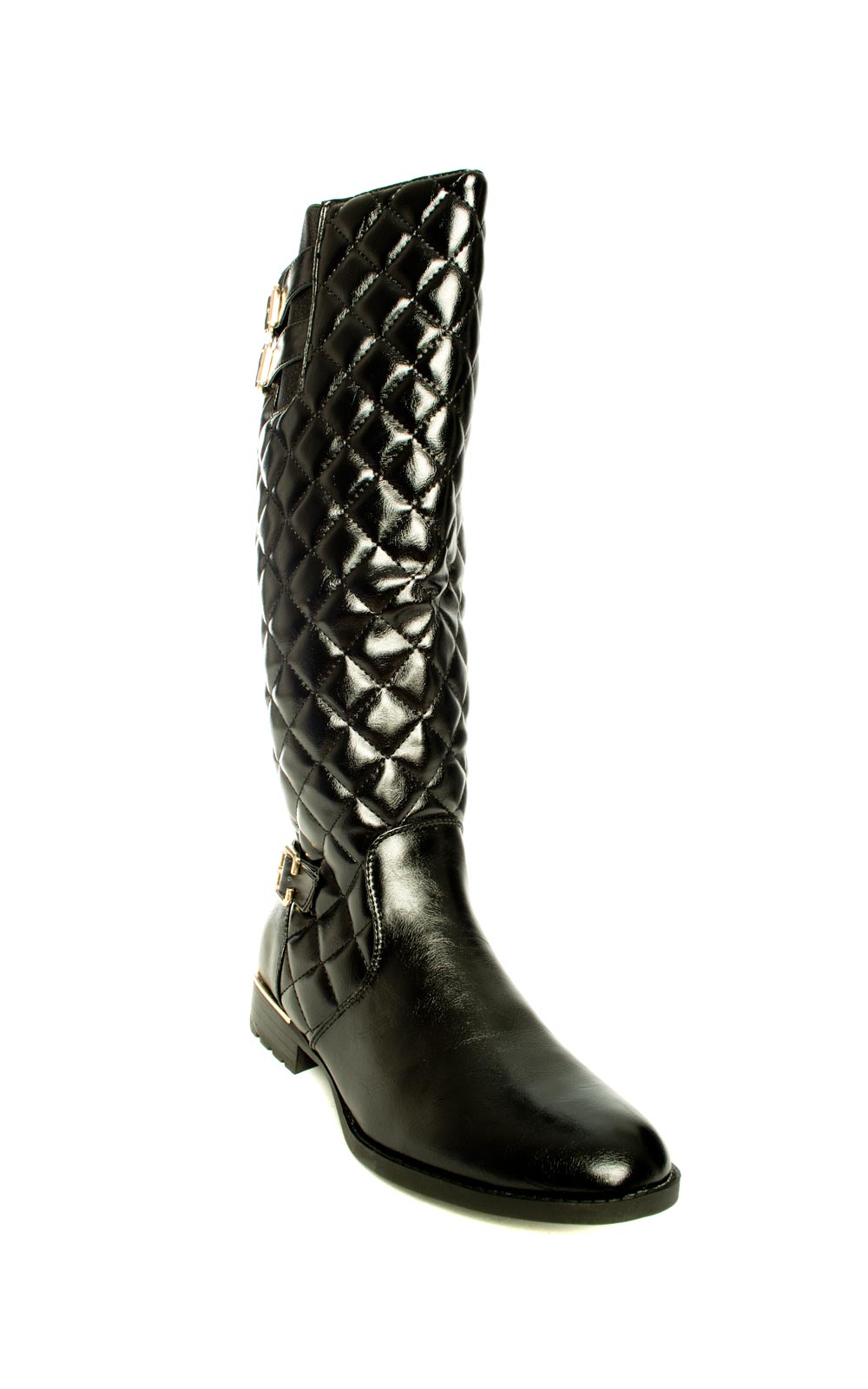 Priscila Quilted Knee High Buckle Boots