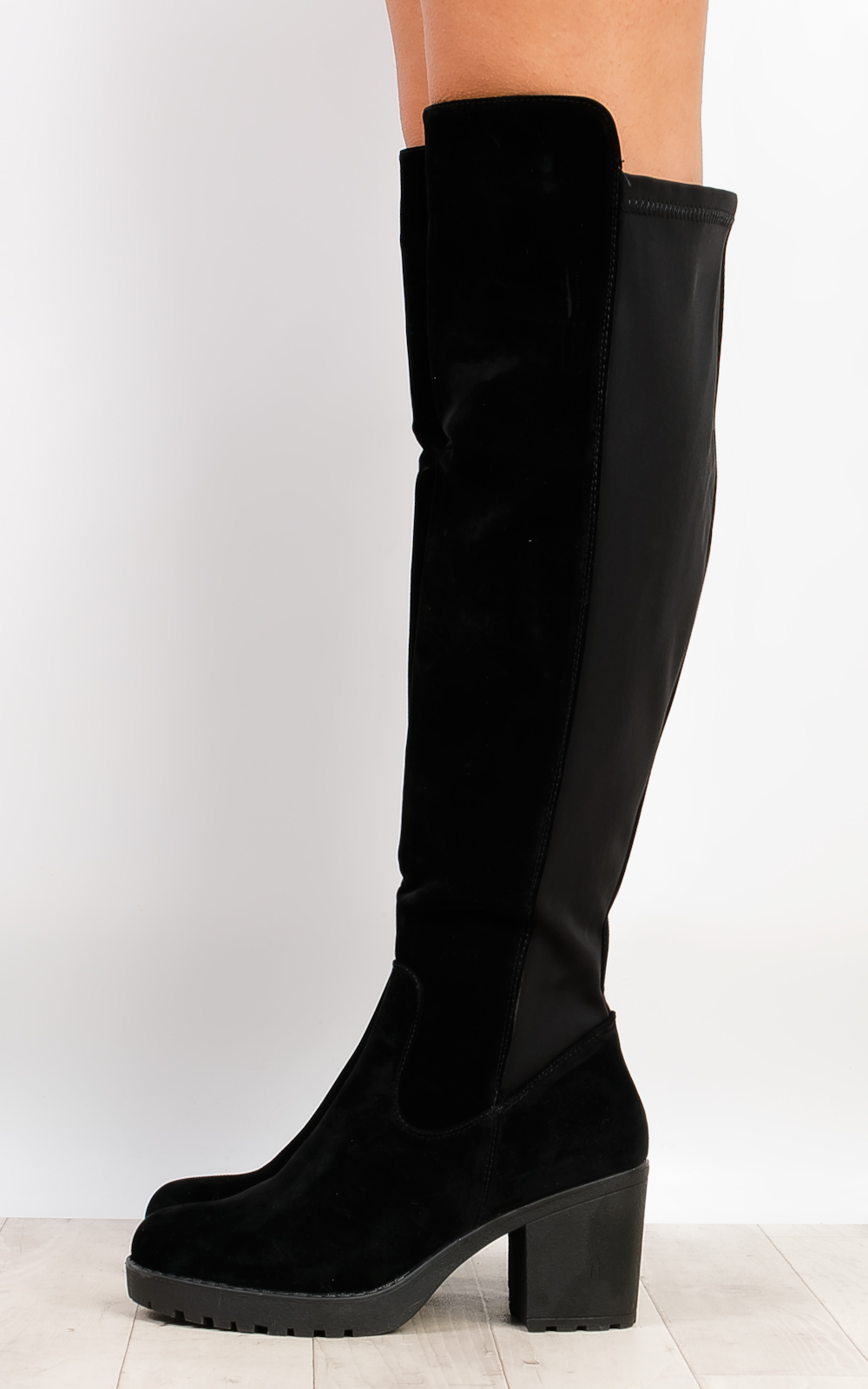 Gracie Velour Knee High Boots Thumbnail