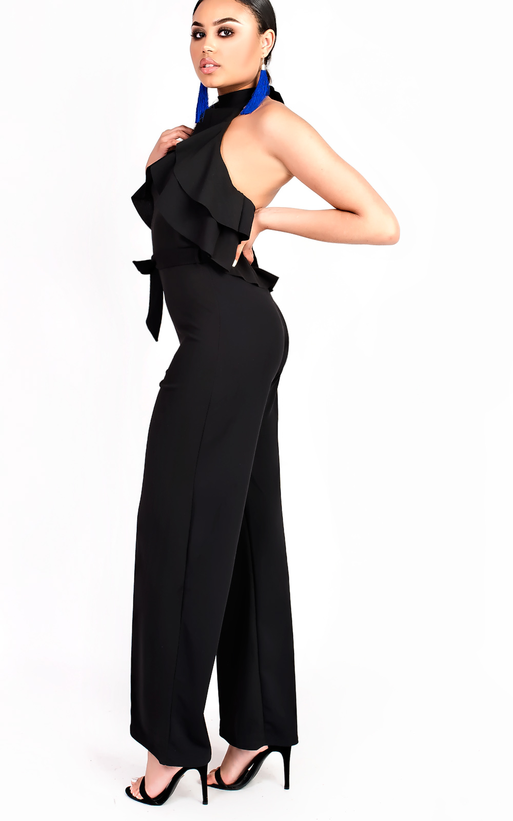 Courts Flared Wide Leg Halterneck Jumpsuit Thumbnail