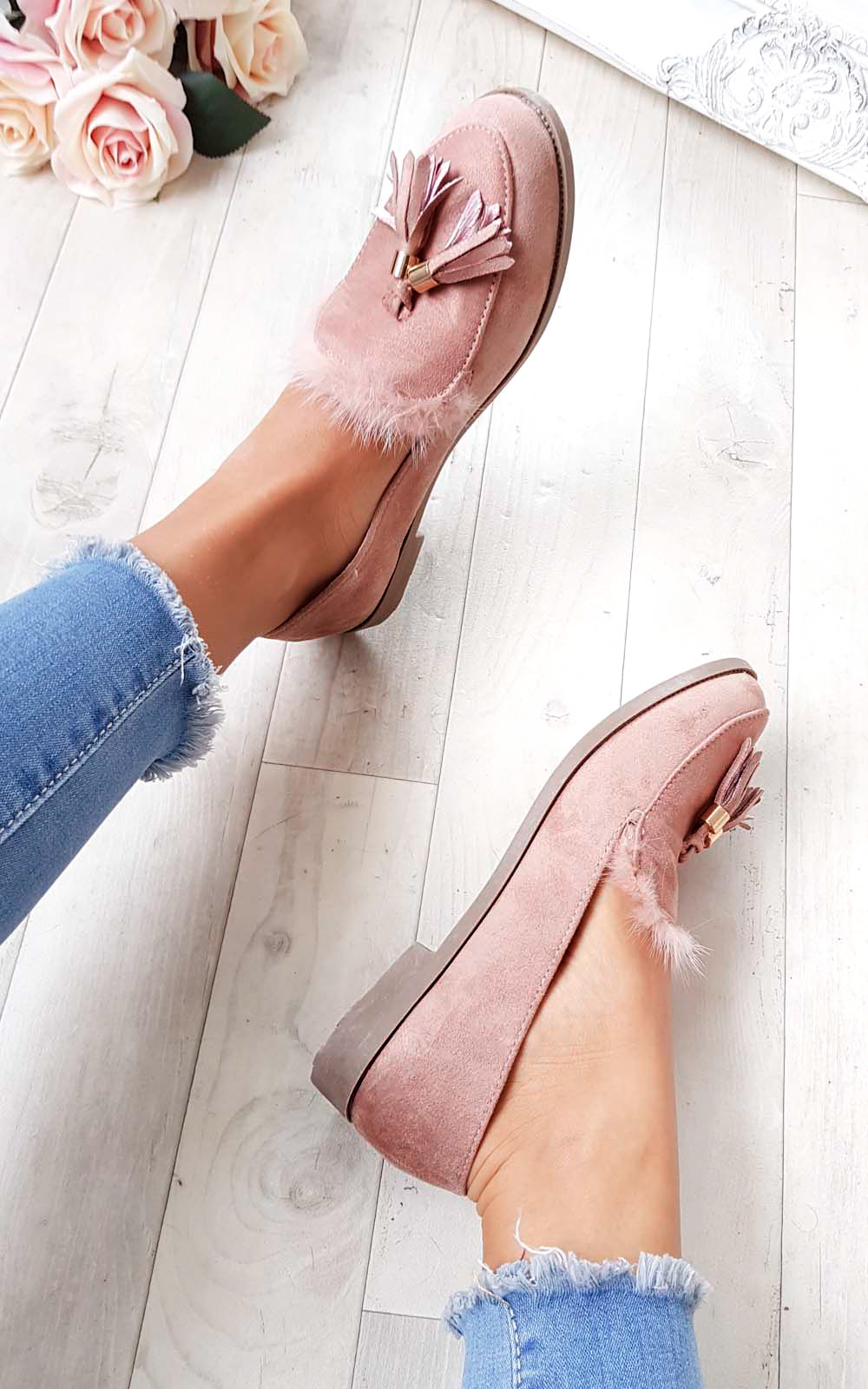 Ferla Faux Suede Fur Tassel Pumps Ferla Faux Suede Fur Tassel Pumps