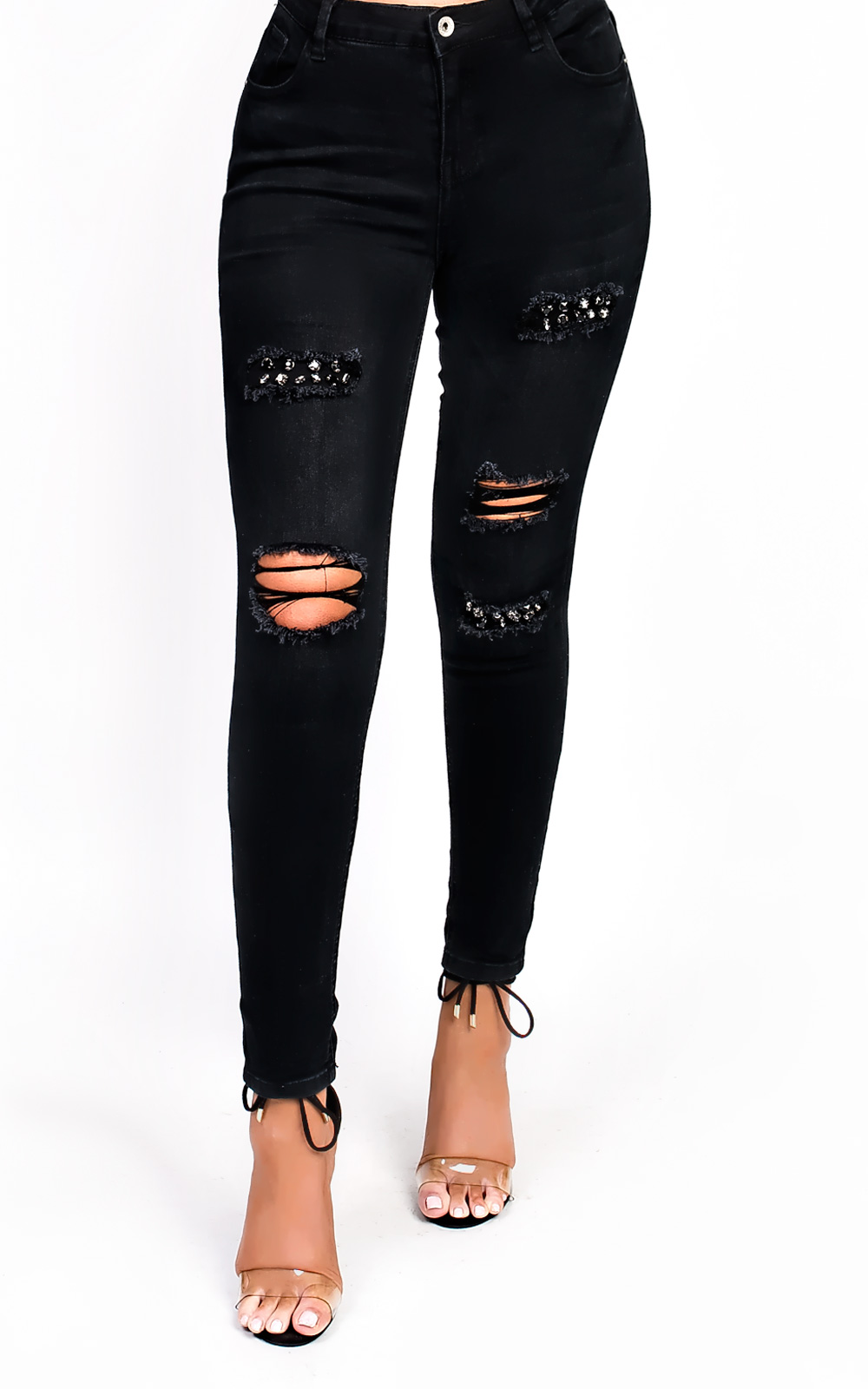 Everity Ripped Embellished Skinny Jeans Thumbnail