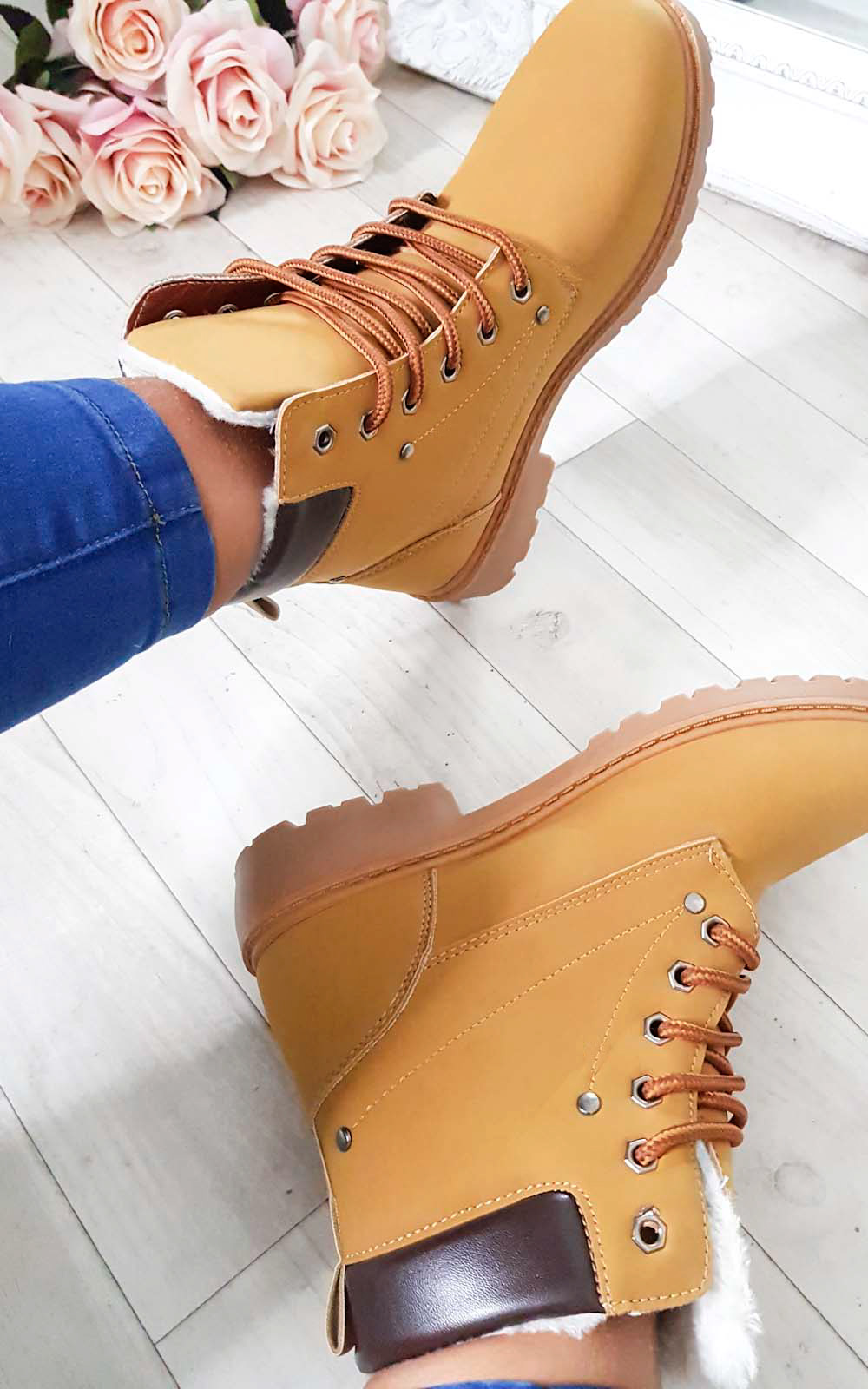 Kate Lace Up Contrast Boots Thumbnail