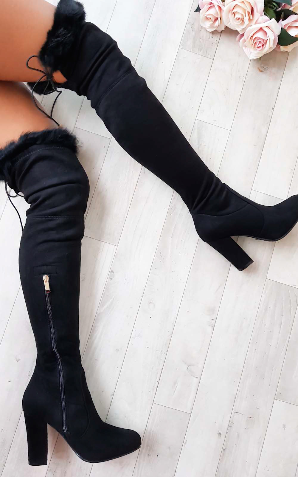 Claudia Faux Suede Fur High Boots  Thumbnail