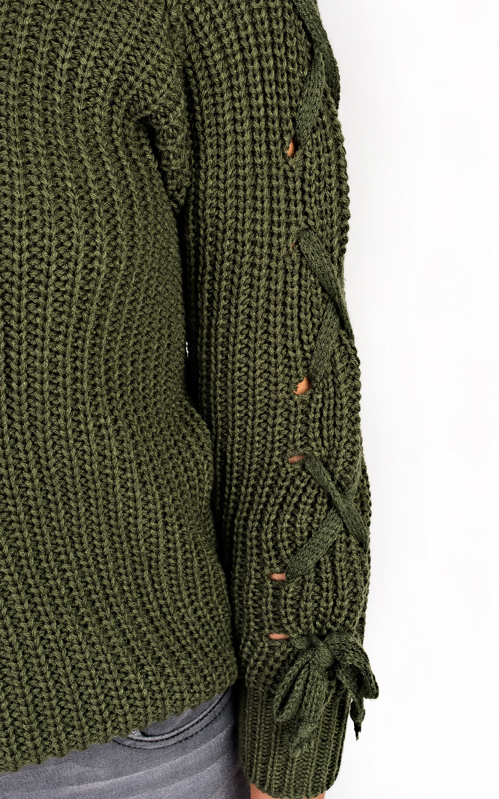 Evie Knitted Lace Up Jumper Thumbnail Evie Knitted Lace Up Jumper Thumbnail