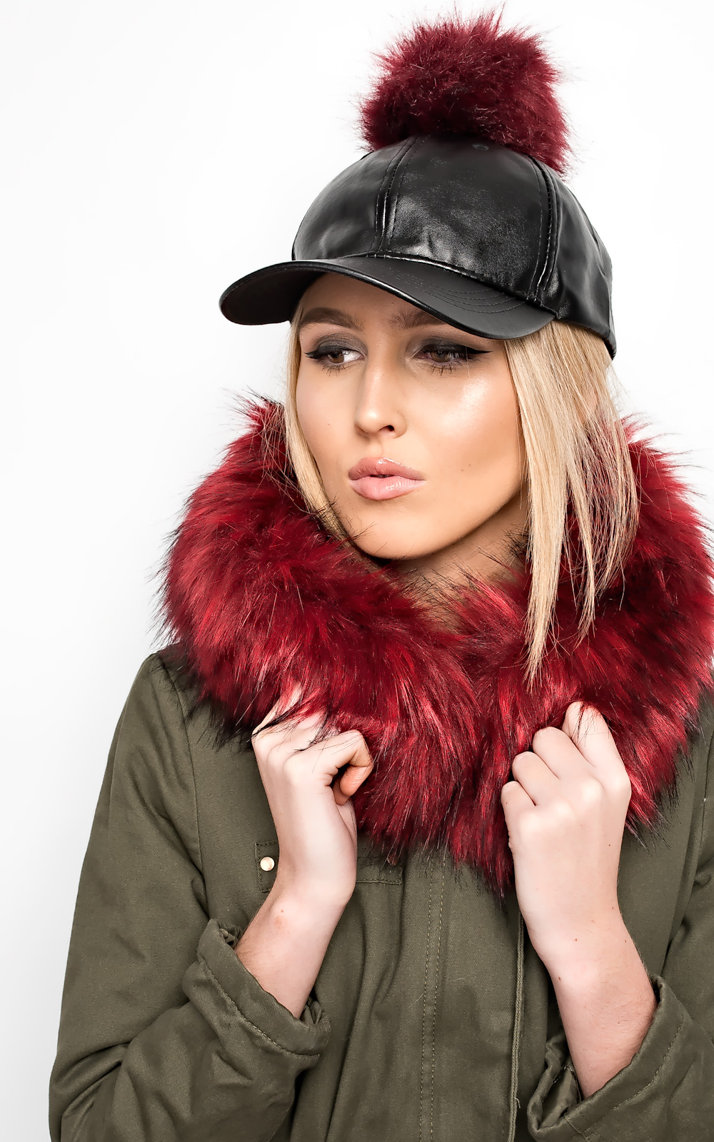 Riley Pompom Leather Hat Thumbnail Riley Pompom Leather Hat Thumbnail
