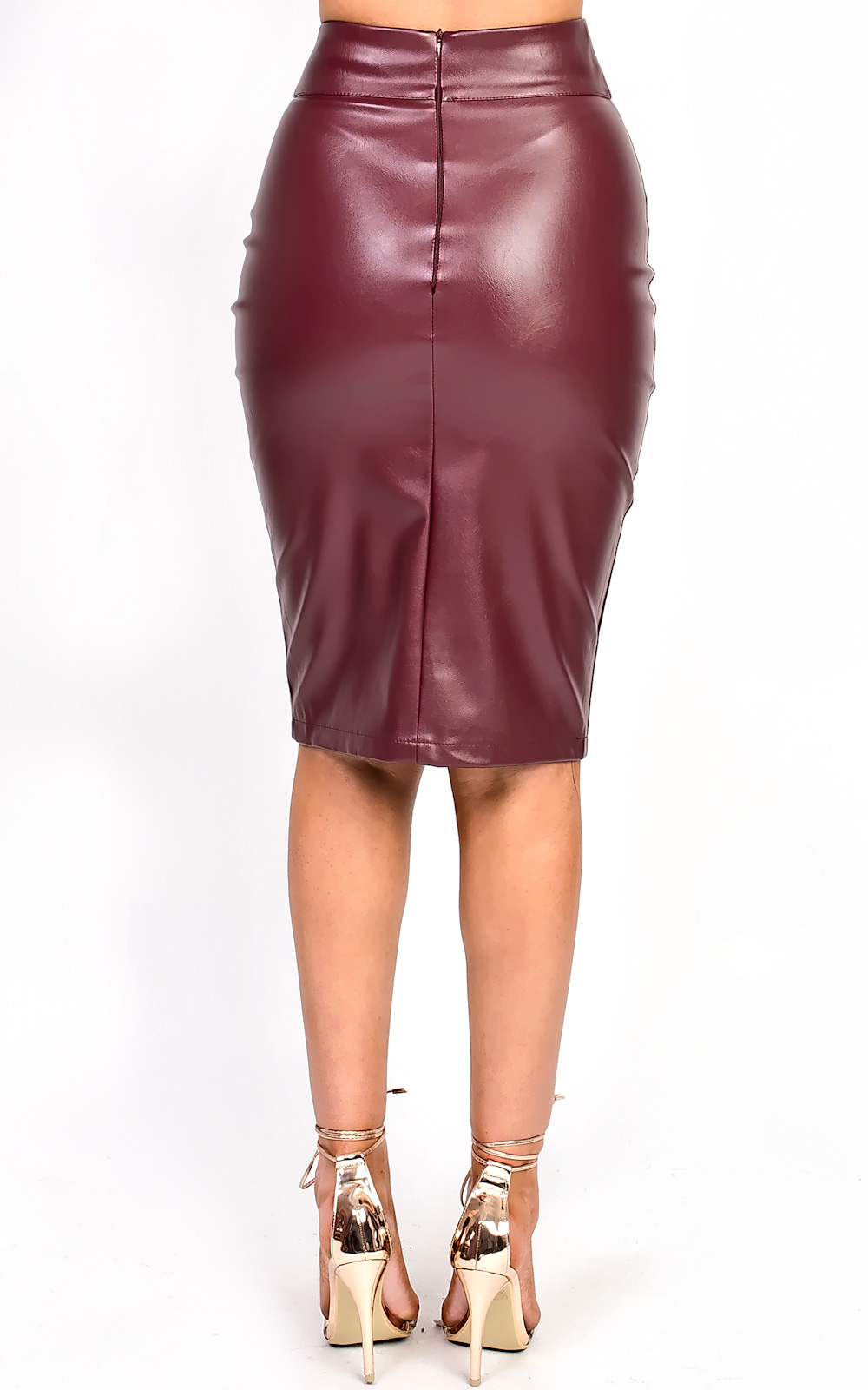 Raila Faux Leather Midi Pencil Skirt  Thumbnail