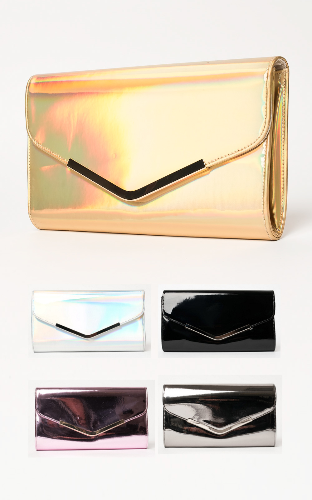 Nerissa Metallic Envelope Clutch Bag Thumbnail Nerissa Metallic Envelope Clutch Bag Thumbnail