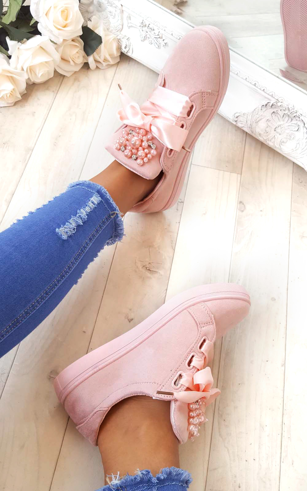 Amy Embellished Suede Trainers