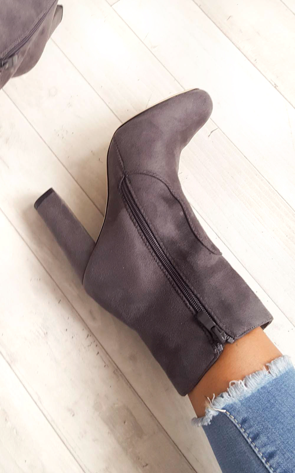 Ellie Faux Suede Heeled Ankle Boots