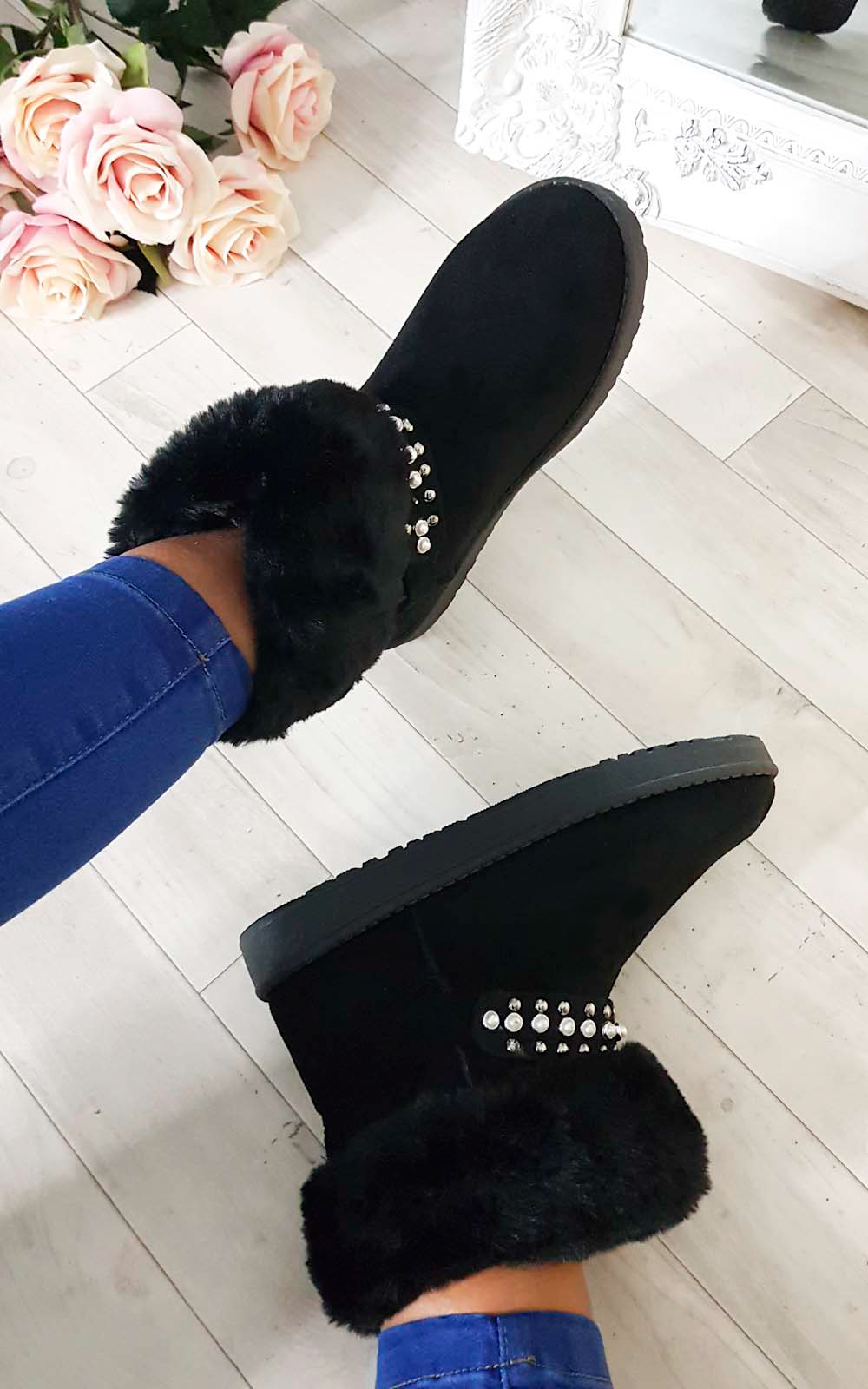 Carla Faux Fur Platform Embellished Boots