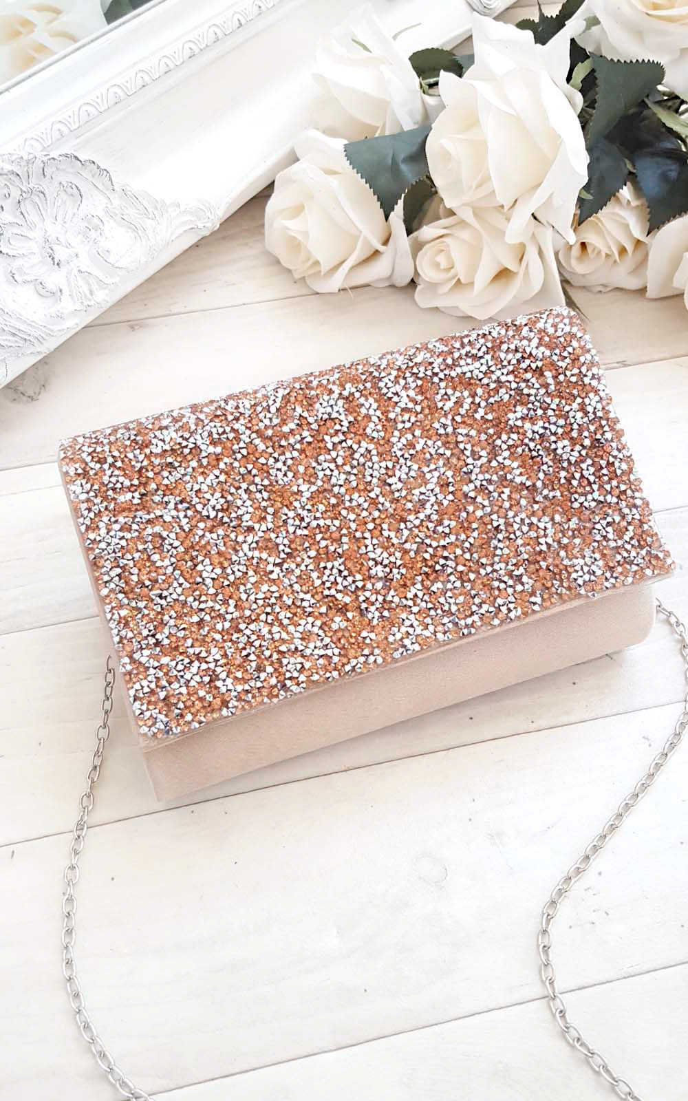 Rose Embellished Clutch Bag Thumbnail