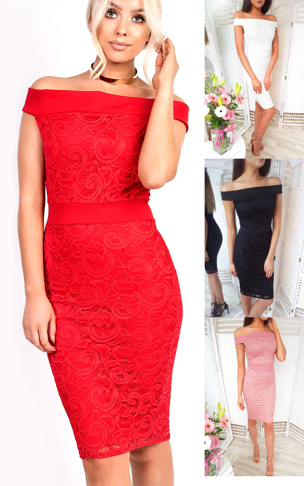 Jasmin Lace Midi Dress Thumbnail Jasmin Lace Midi Dress Thumbnail