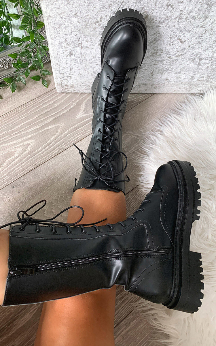 Abbie Lace Up Biker Boots