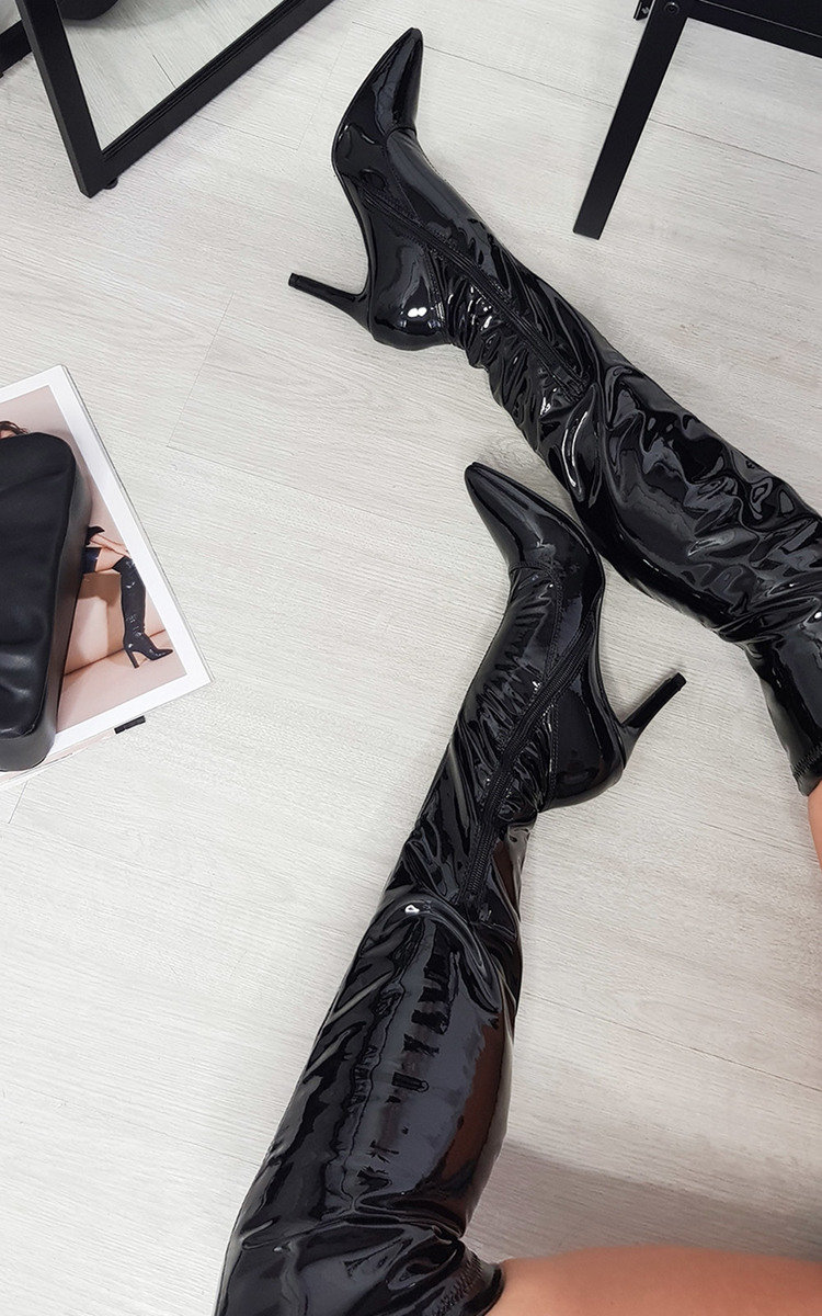 Abigail Knee High Patent Boots Thumbnail