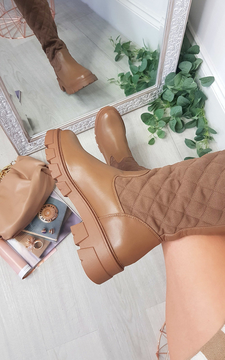 Adele Knee High Padded Texture Boot Thumbnail Adele Knee High Padded Texture Boot Thumbnail