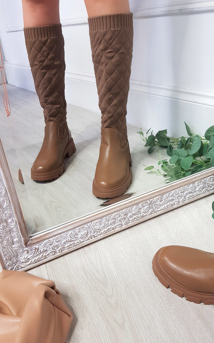 Adele Knee High Padded Texture Boot Adele Knee High Padded Texture Boot