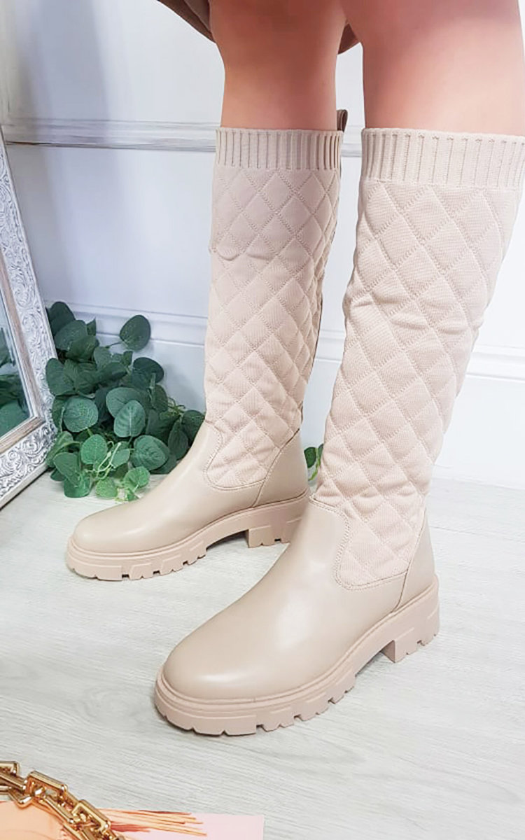Adele Knee High Padded Texture Boot Thumbnail Adele Knee High Padded Texture Boot Thumbnail