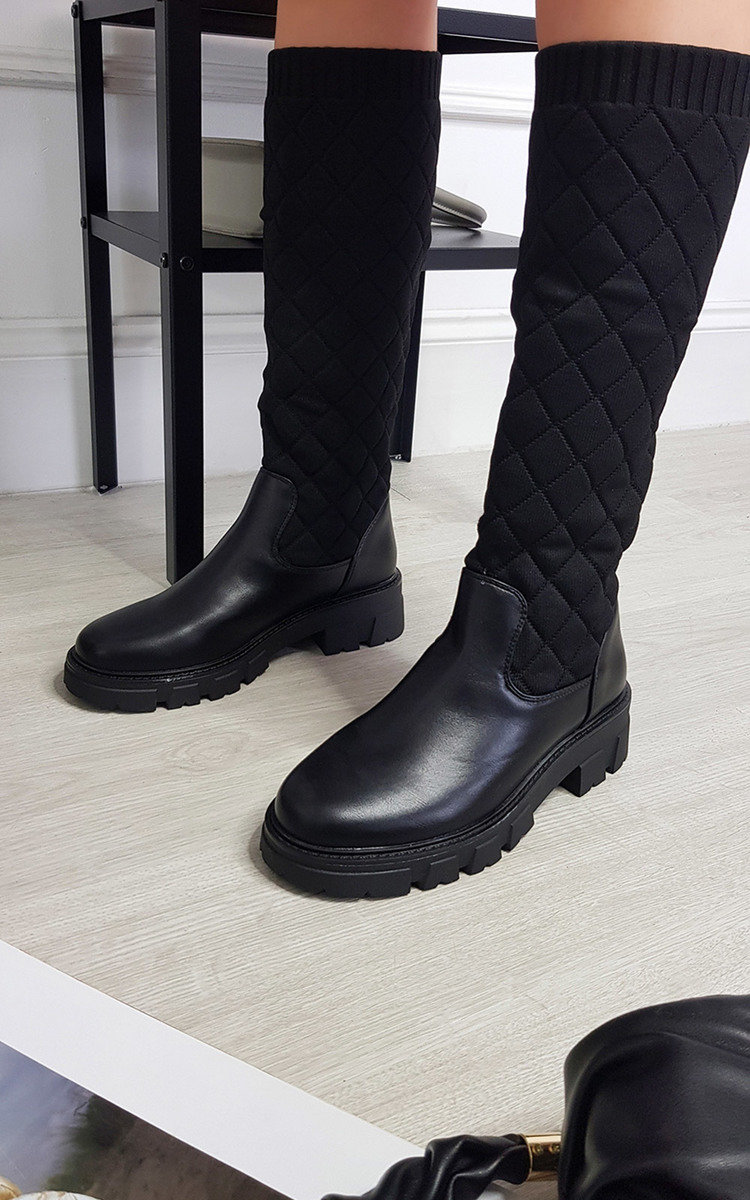Adele Knee High Padded Texture Boot Adele Knee High Padded Texture Boot