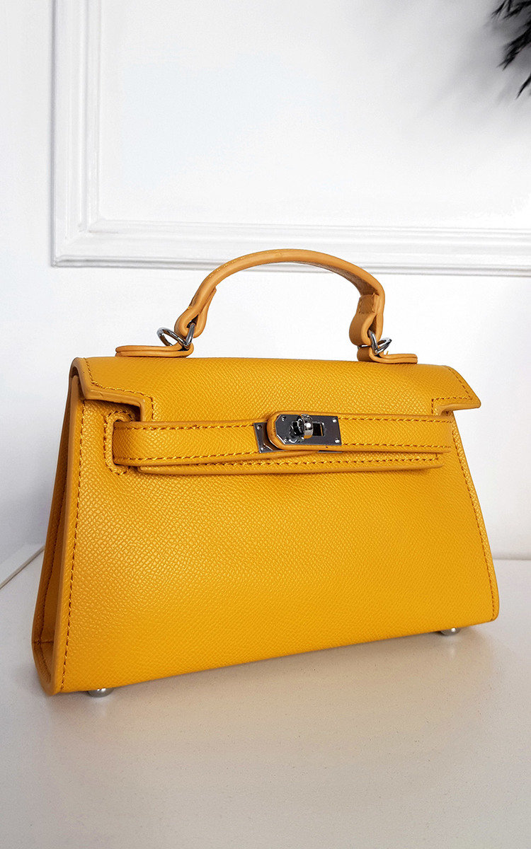 Aimee Faux Leather Bag with Handle and Metal Detail Aimee Faux Leather Bag with Handle and Metal Detail