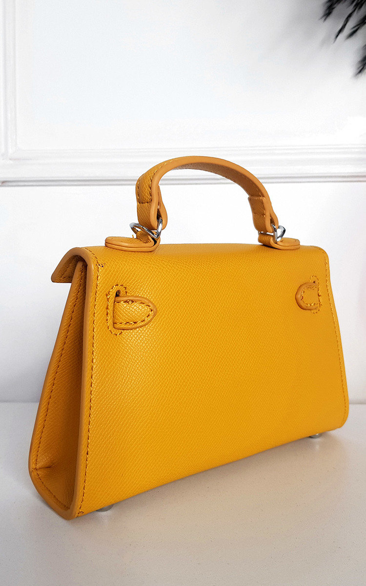 Aimee Faux Leather Bag with Handle and Metal Detail Thumbnail Aimee Faux Leather Bag with Handle and Metal Detail Thumbnail