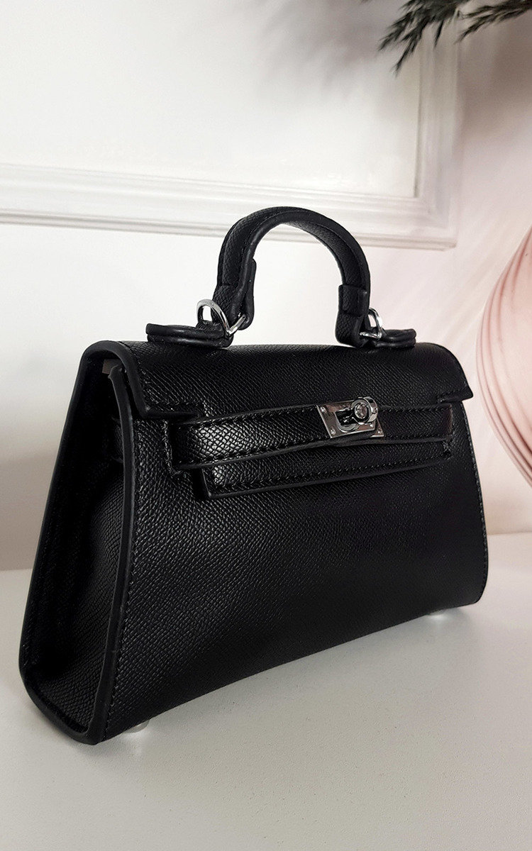 Aimee Faux Leather Bag with Handle and Metal Detail Aimee Faux Leather Bag with Handle and Metal Detail