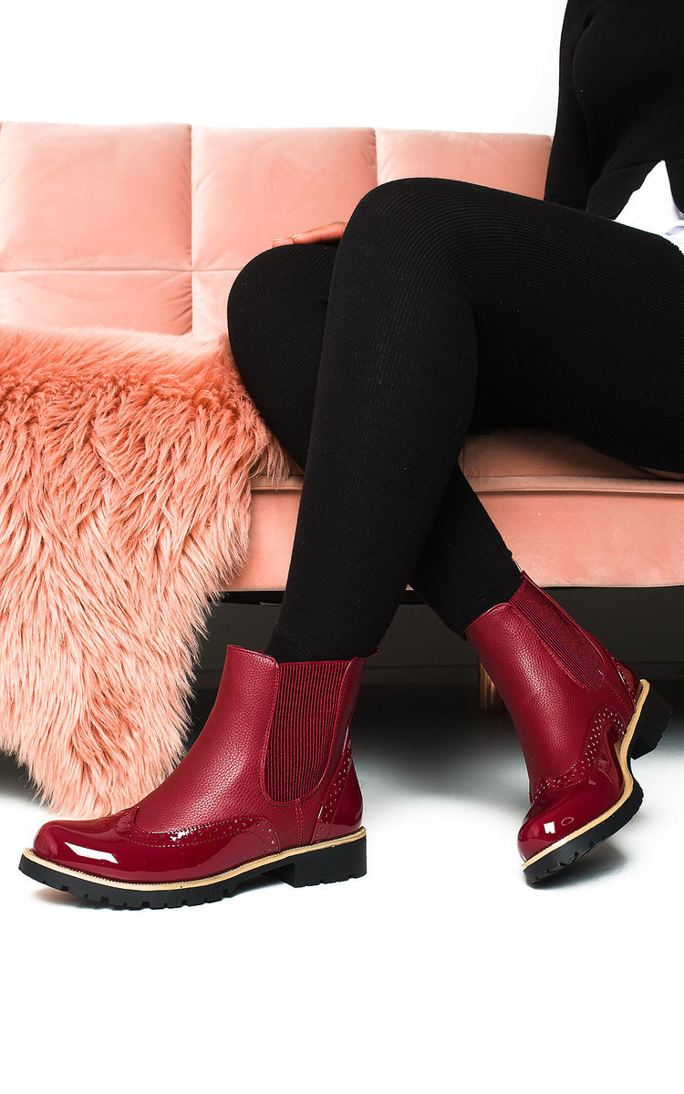 Aimee Faux Leather Brogue Chelsea Boots Thumbnail