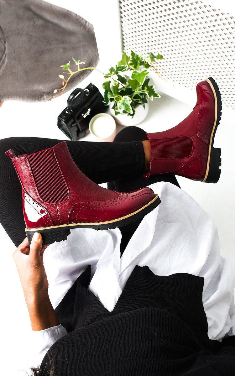 Aimee Faux Leather Brogue Chelsea Boots