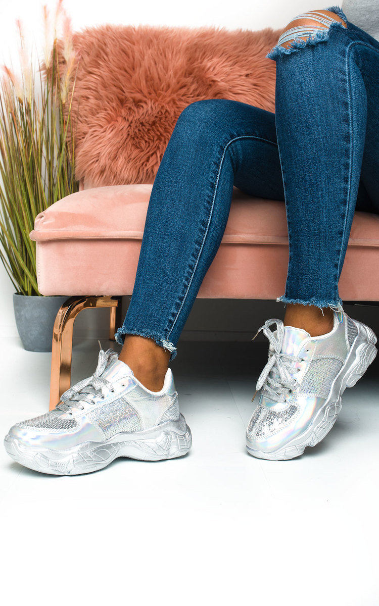 Aimee Holographic Sequin Chunky Trainers Thumbnail