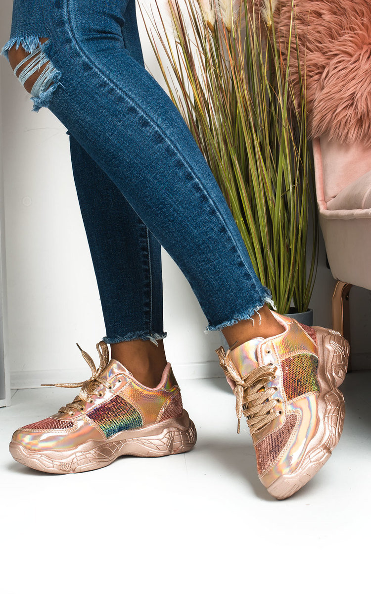 Aimee Holographic Sequin Chunky Trainers Thumbnail Aimee Holographic Sequin Chunky Trainers Thumbnail