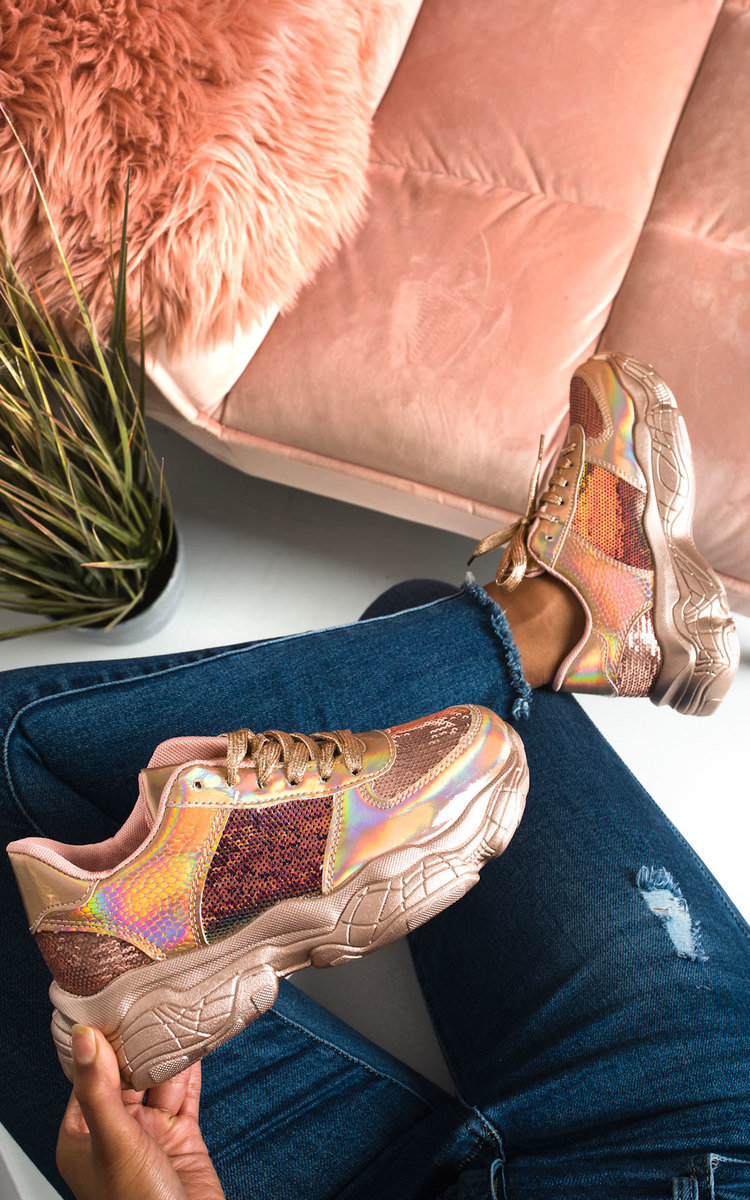 Aimee Holographic Sequin Chunky Trainers Aimee Holographic Sequin Chunky Trainers