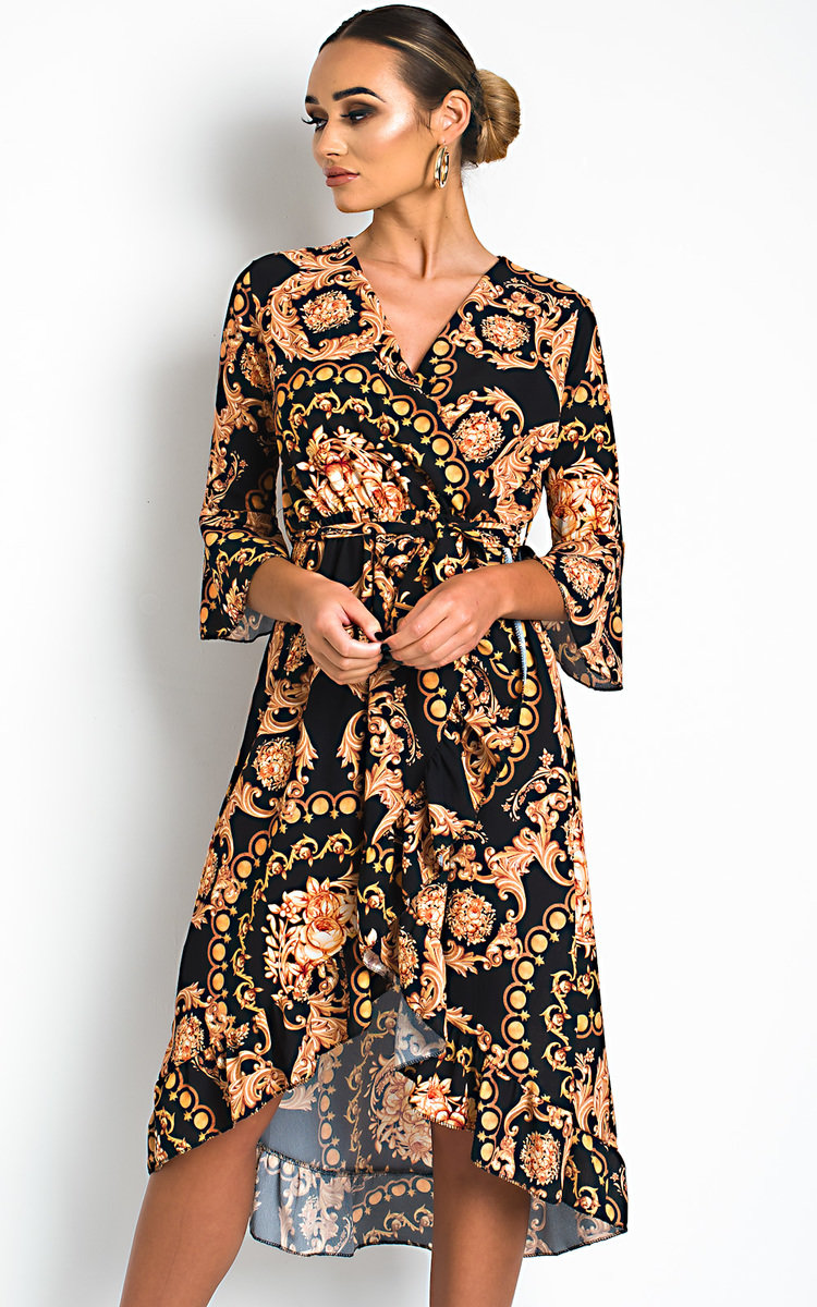 Aisleen Printed Wrap Midi Dress