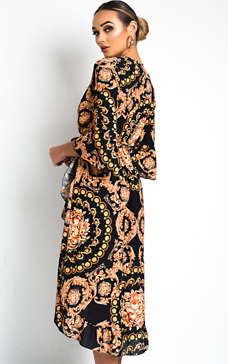 Aisleen Printed Wrap Midi Dress Thumbnail