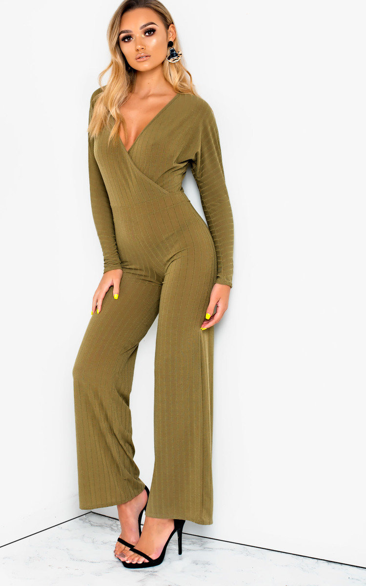wide leg ribbed jumpsuit