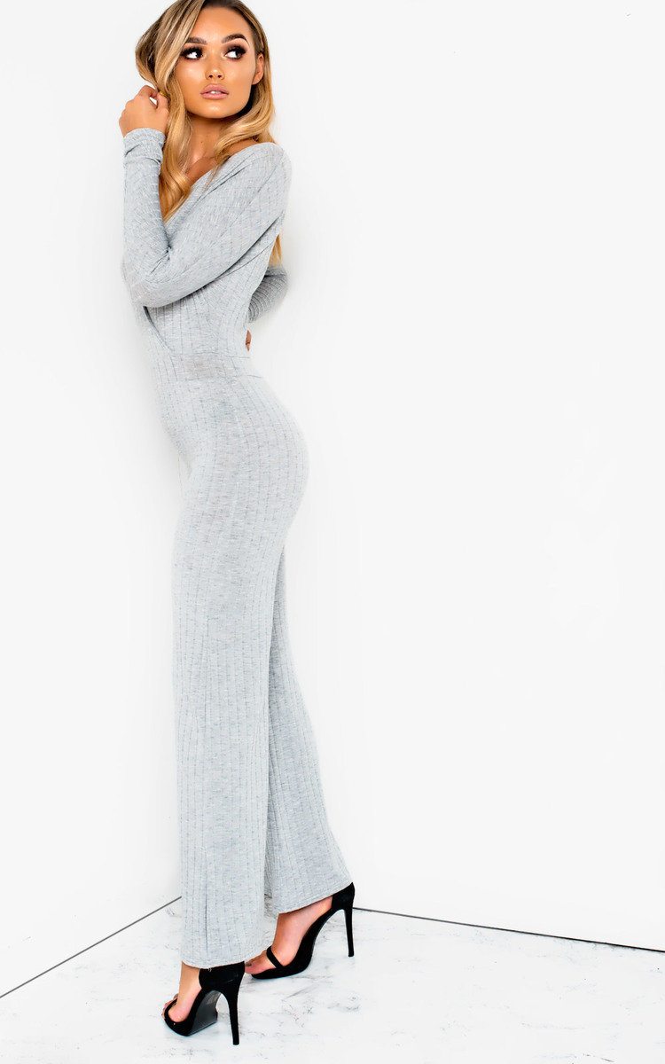 grey wide leg jumpsuit