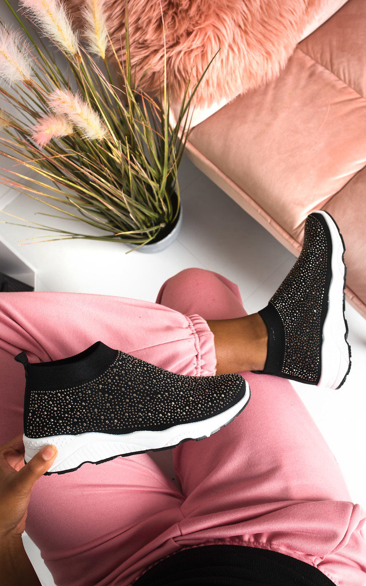 Alexa Diamante Embellished Sock Trainers Thumbnail Alexa Diamante Embellished Sock Trainers Thumbnail