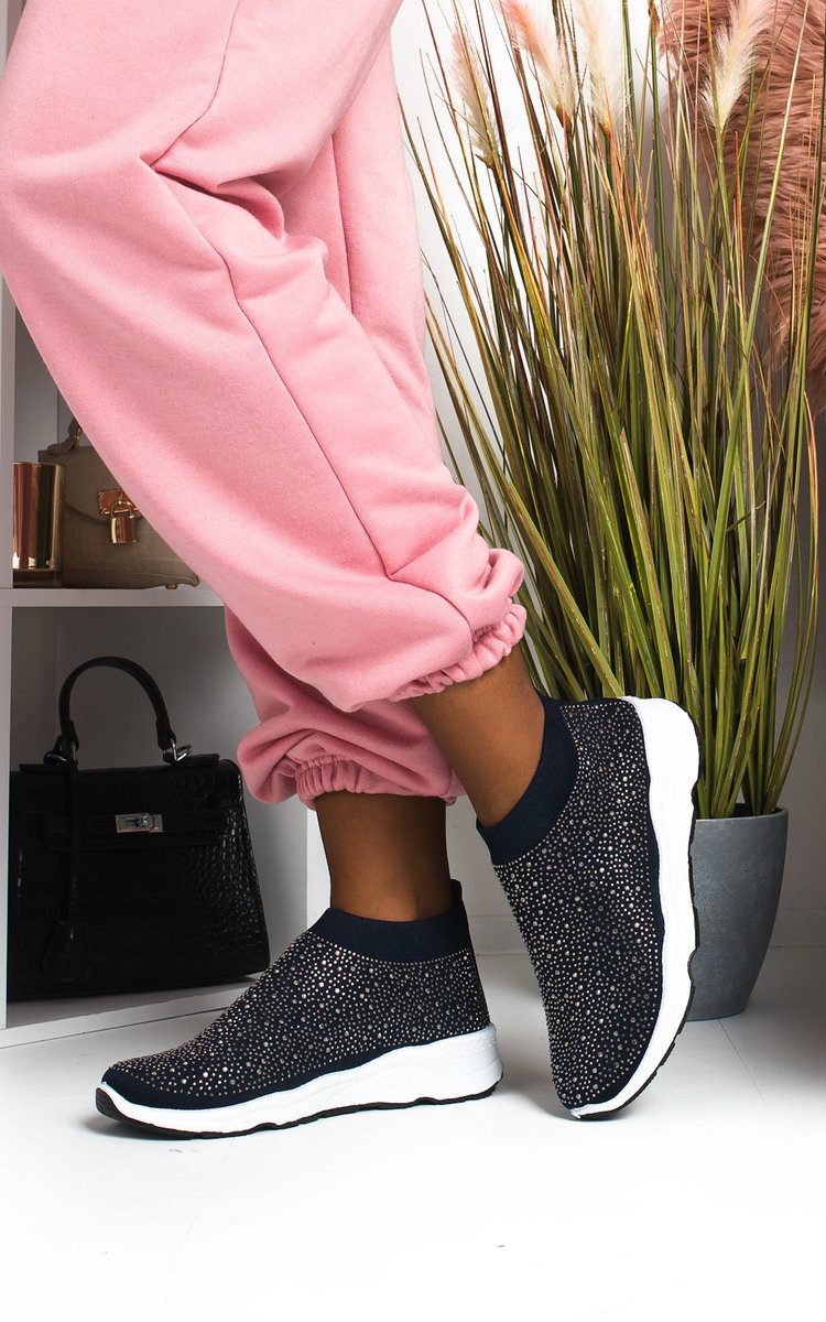 Alexa Diamante Embellished Sock Trainers Alexa Diamante Embellished Sock Trainers