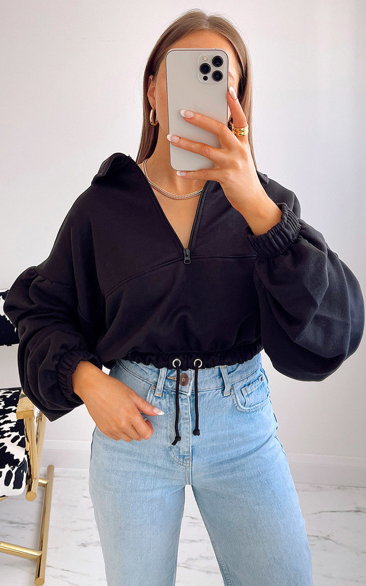 Alexa Zip Up Oversized Cropped Sweatshirt Alexa Zip Up Oversized Cropped Sweatshirt